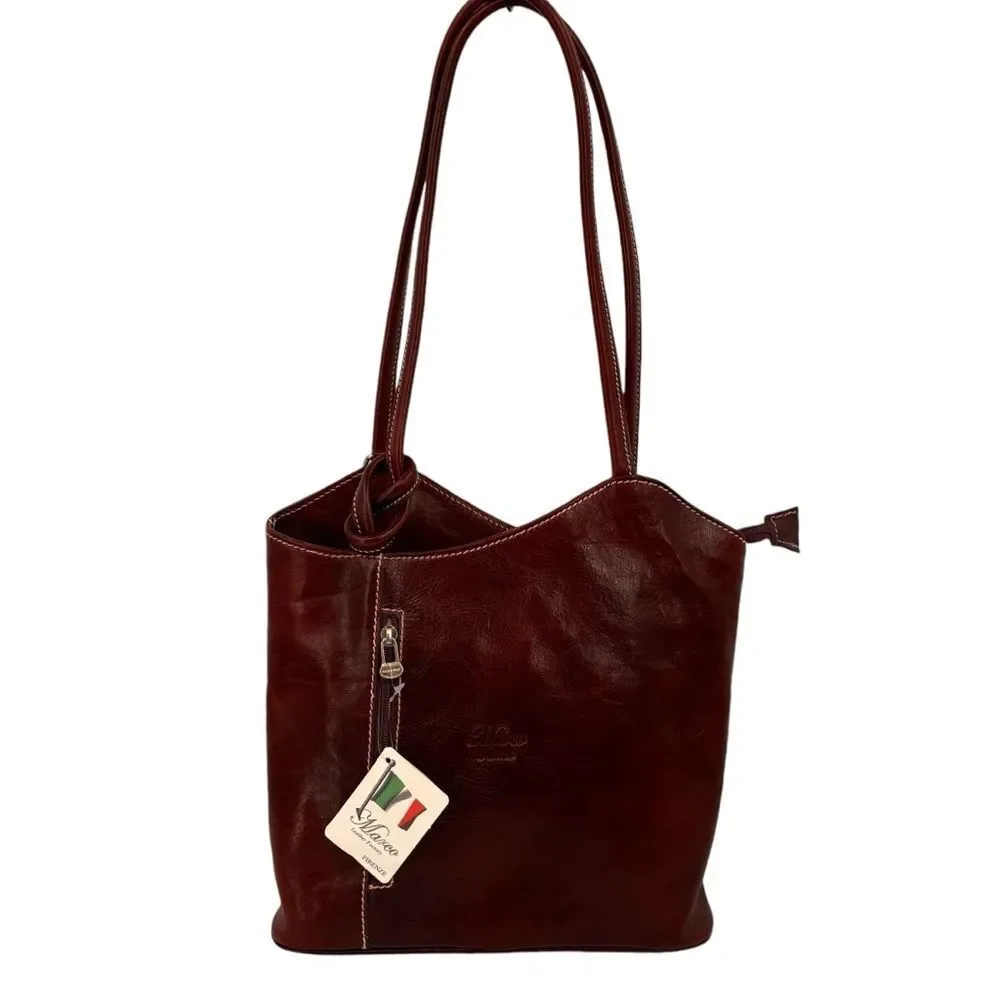 Marco Firenze Italian Leather Convertible Backpack Tote Bag Made In Ital…